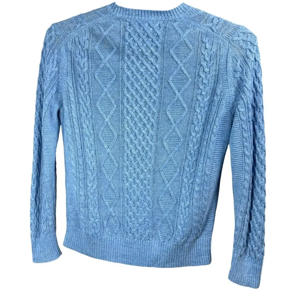 Banana Republic Sweater Italian Linen Mens Size XL Blue Cable Knit Premium